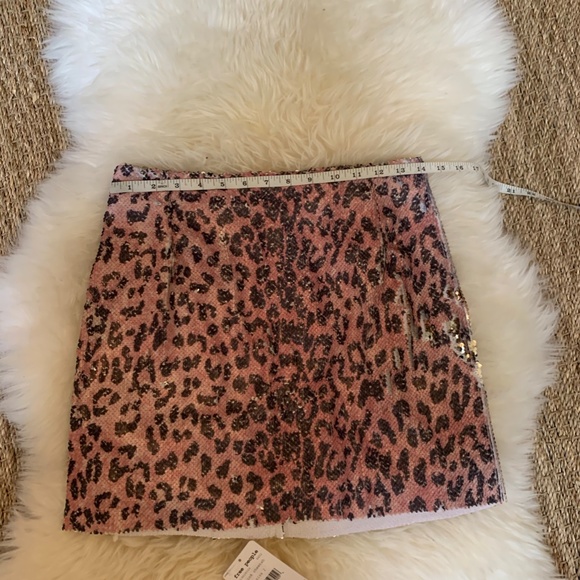 Free People Skinny Sequin Pink Cheetah Skirt Mini - Picture 6 of 9